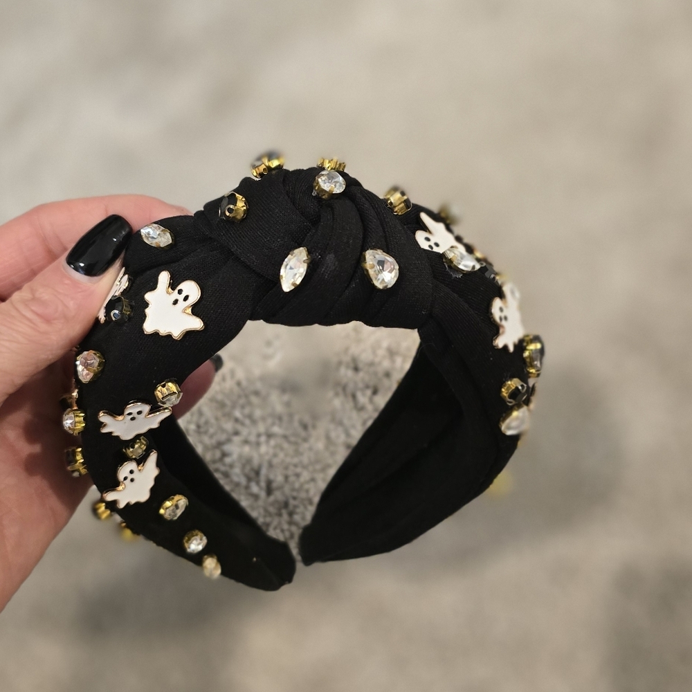 Embellished Black Headband Ghosts